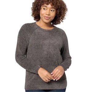 Barefoot Dreams CozyChic Lite Raglan Pullover Carbo Gray Medium